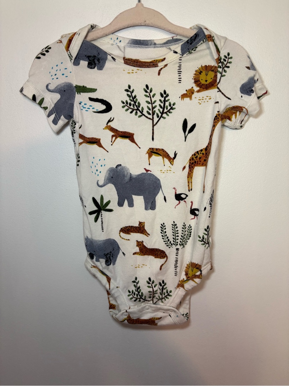 LoulouLollipop Animal Print Short-Sleeve One-Piece Bodysuit in White
